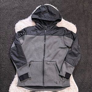 Under Armour Kids' UA Gray and Black Hooded Swacket Jacket Boys Size Large